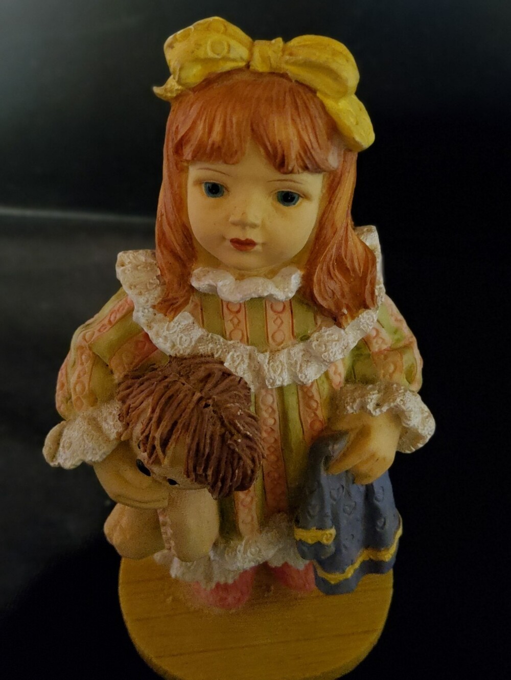 Artisian Flair Vintage Porcelain Girl Figurine with Rag Doll And Blankie
